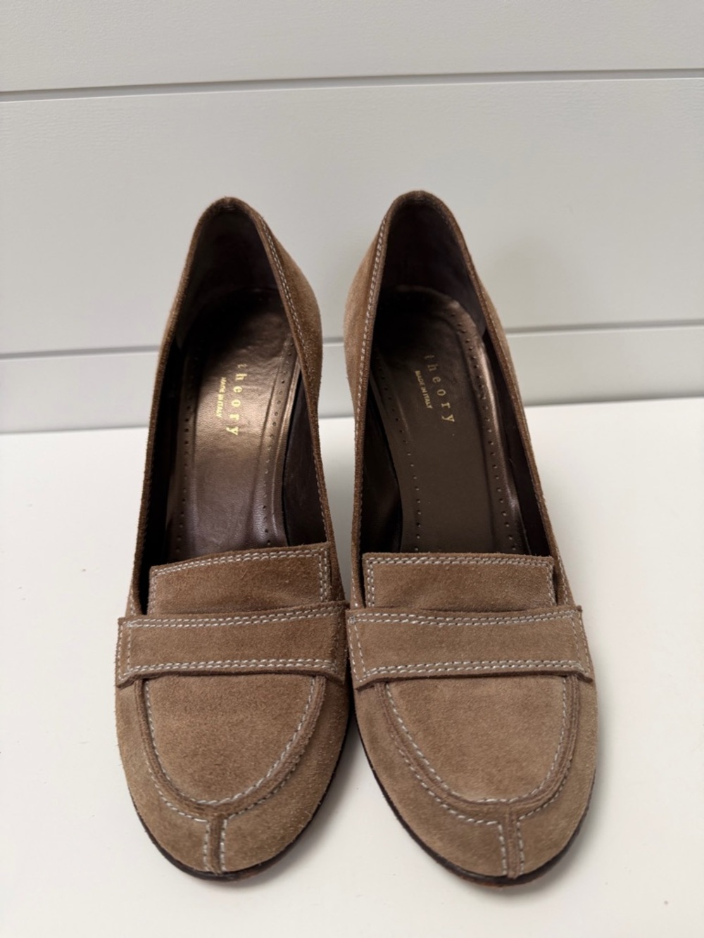 Theory Brown Suede Loafer Style Heel